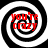 Four identical black-and-white spiral patterns arranged in a , each containing red text reading "you're crazy"