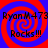 Four identical red and blue spiral patterns with overlaid text reading "RyonM473" and "Rocks!!!" in black pixelated font.
