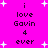 Bright pink background with white starbursts; black pixelated text reads "i love Gavin 4 ever" arranged in vertical with repeated text elements