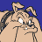 Pixelated cartoon character with light brown fur, dark brown stripes, and white eyes against a solid blue background.