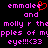 Pixelated text in pink and red on black background with a heart symbol replacing 'o' in 'emmalee'.