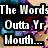 A split-screen image shows a mouth with teal and purple lips, displaying text about words coming out of the mouth as sprinkles on a sundae.