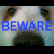A pixelated dog face with text overlays in blue, cyan, purple, pink, and orange across multiple
