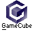 Pixelated blue hexagonal icon with a central cube and black 'L' mark, below which is pixelated text reading "GameCube" on gray background.
