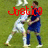 Animated sequence of soccer players on a grass field with red text overlays changing across frames.
