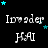 repeated 'Invader' and 'HAI' text elements with scattered cyan stars on a black background, showing subtle animation changes in star positions