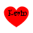 Four red heart-shaped icons with black text reading 'Kevind' on a white background, arranged in two of two