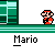 Pixel art animation of Mario character in various poses across multiple , each labeled 'Mario' with green window backgrounds