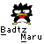 Pixelated character with black spiky hair, white eyes, red beak-like mouth, yellow accents on cheeks and feet, standing against gray background with text below.