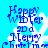 Blue pixelated text on a bright cyan background reads "Happy Winter and a Merry Christmas" with white snowflake shapes.