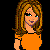 Pixelated cartoon character with brown hair and orange top, standing next to text reading "You Want To Play With My Panty Lines?" on black background.