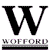 A pixelated black letter W above a pixelated text string reading 'WOFFORD' with a horizontal striped bar below.