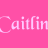 A pink background features repeated white pixelated heart and X symbols, with 'caitlin' text in light pink at top and bottom.