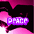 Animated icon with pink and black background showing three text overlays: PEACE, LIVE, LOVE in purple pixelated font.