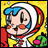 Pixelated cartoon character in astronaut suit with blue cap and red cheeks against yellow background, next to "Anime IM" text on black background.