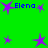 Green background with purple star shapes and blue text reading "Elena" in multiple positions.