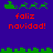 Pixel art animation with green and red elements on blue background showing 'faliz navidad!' text, changing shapes above and below the text across frames.