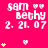 A static image with a bright pink background displaying repeated text and symbols in white and yellow.