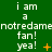 Green background with repeated white text 'i am a notredamenotredamenotredame fan! yea!' and orange symbols changing across frames.