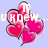 A pixelated animation of a pink four-leaf clover with red hearts on each leaf against a light purple background, displaying changing text above the leaves.