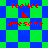 Red text 'TeeHee is Awesome !!!' on a blue and green pixelated background with shifting square and diamond patterns.