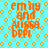 A static image with orange text reading "emily and missa bpr" on a light blue background patterned with small orange circles.