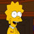 Pixelated yellow cartoon character with spiky hair, wide eyes, open mouth, and white necklace against dark brown background.