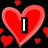 Red hearts on black background with white text reading "I LOVE U.K.W." in pixelated font.