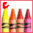 Animated sequence of six showing crayons with changing text above them, starting from 'c' and progressing to 'color world'