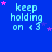 Blue background with repeated 'keep holding on <3' text in light blue, pink and purple stars scattered across the image.