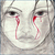 Static 50x50 pixel buddy icon showing a stylized face with red tear-like streaks under both eyes on a light gray background.