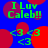 Blue background with red circular shapes and green text reading 'I Luv Caleb!!' and '<3 <3 <3' in a repeating pattern.