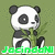 Pixelated panda holding bamboo with green text below, displayed in a with one empty