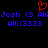 Red heart symbol above blue pixelated text reading 'Josh <3 Alli' and 'Alli<3333' on black background.