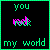 nine identical pixelated icons with black backgrounds, green borders, and cyan text reading "you" above pink text reading "rock" above cyan text reading "my word", where the middle icon's "rock" text is slightly less blurred than others
