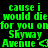 Green text on black background with pink rectangular overlays, repeating 'cause i would die for you onfor you onfor you on Skyway Avenue' in a pattern