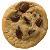 Static 50x50 pixel icon of a chocolate chip cookie with visible brown chips on golden-brown dough, rendered in low-resolution pixel art style against white background.