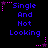 Pixelated text "Single And Not Looking" in blue with pink star accents on black background, arranged in a of identical static frames