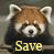 Red panda face with closed eyes, brown fur, white facial markings, and dark clothing; text "Save the Red Panda" in yellow letters across four