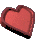 A sequence of pixelated heart shapes in red and brown tones, showing rotation and lighting variations against a gray background.