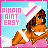Pixel art contact sheet showing two frames of an animated icon featuring a cartoon character in a bikini with text "PIMPIN AINT EASY" on a light blue background with pink border.