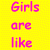 Yellow background with pink text arranged in three , partially obscured by a gray rectangle on the right