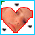 Heart-shaped icon with red outline showing three sequential facial expressions against white background.