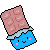 Pixel art chocolate bar with blue wrapper and smiling face, surrounded by text variations including "REVENGE IS LIKE CHOCOLATE" and "DARK BUT SWEET".