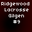 Four identical pixelated text display 'Ridgewood Lacrosse Gilgen #9' on dark red backgrounds with subtle gradients