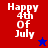 Pixelated 'Happy 4th Of July' text on red and blue backgrounds with a small star icon.