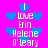Pixelated text and blue hearts on a bright pink background, with repeated phrases 'I love Erin Helene O'Leary' in white block letters.