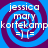 A static digital image with a blue and purple spiral background, displaying repeated text elements in white.