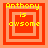 Four identical square display yellow text 'Anthony is awsome' over red and orange concentric squares with varying border thicknesses
