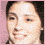 four pixelated portrait images showing a person with dark hair and light skin, each with distinct facial expressions and background colors